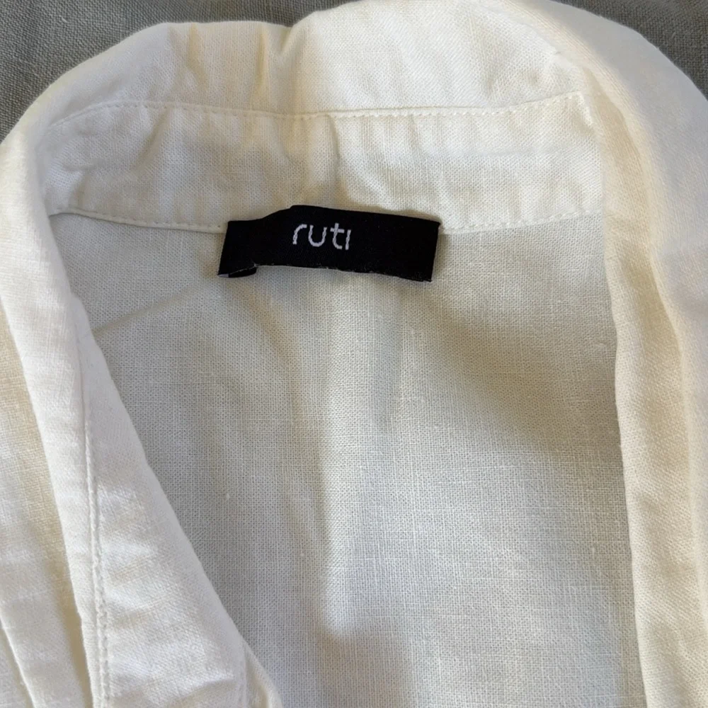 RUTI linen White Button-Up Shirt - Picture 2 of 4